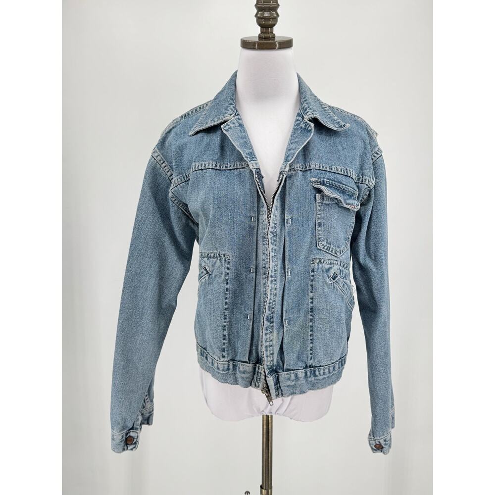 Vintage Donovan Brand Womens Blue Denim Cotton Zip Jean Jacket Sz M